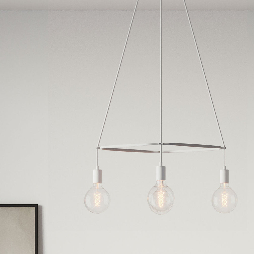 Kronleuchter Cage mit 4 Globo-Abhängungen – Mattweiß – Ansicht 3