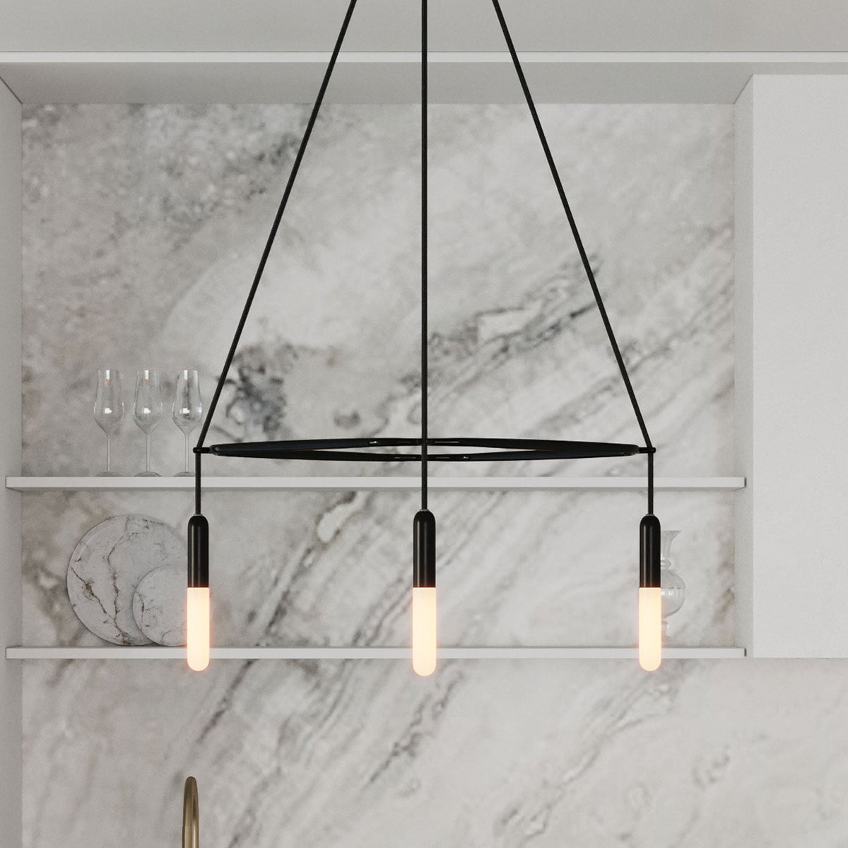 Kronleuchter Cage mit 4 Abhängungen P-Light - Schwarz – Ansicht 3