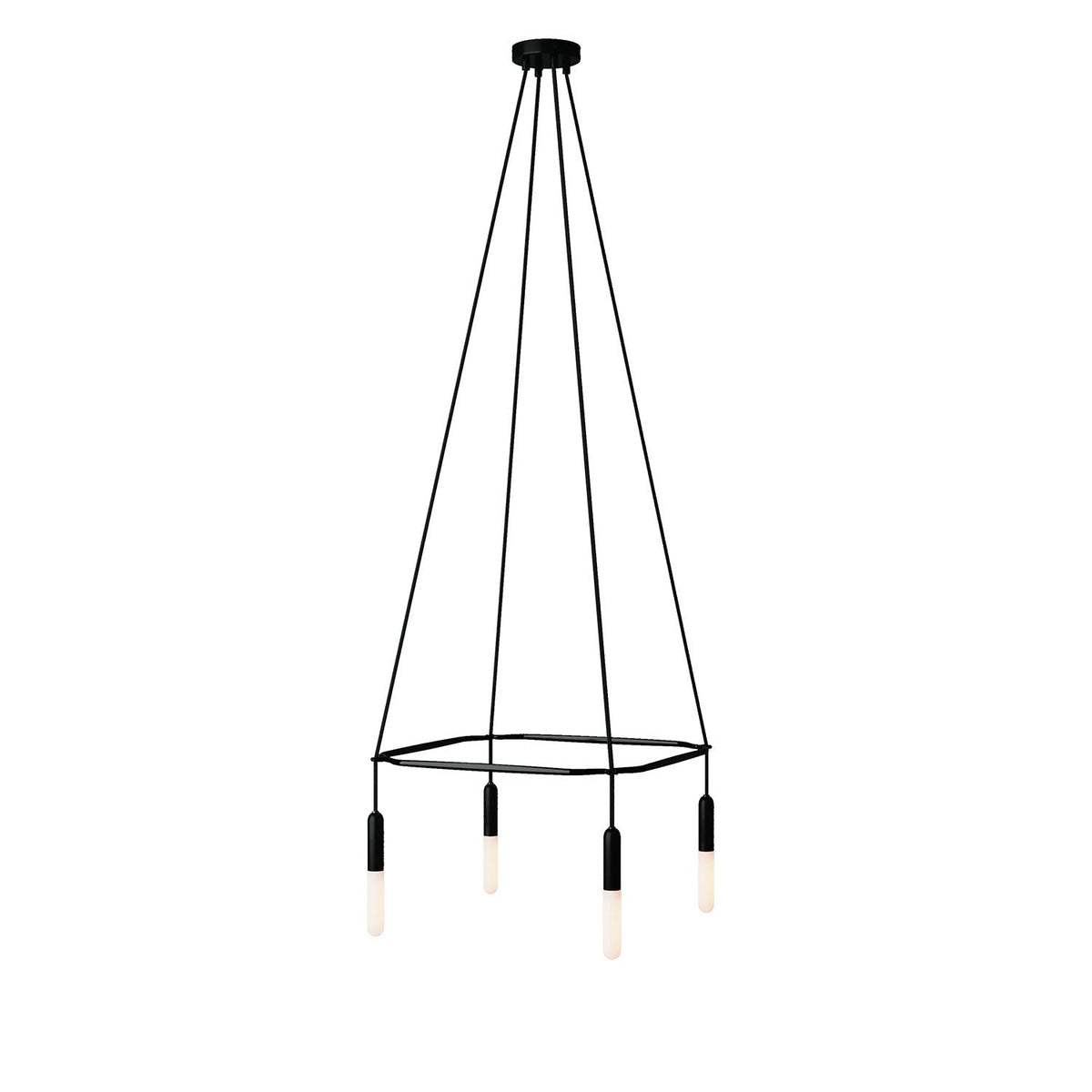 Kronleuchter Cage mit 4 Abhängungen P-Light - Schwarz