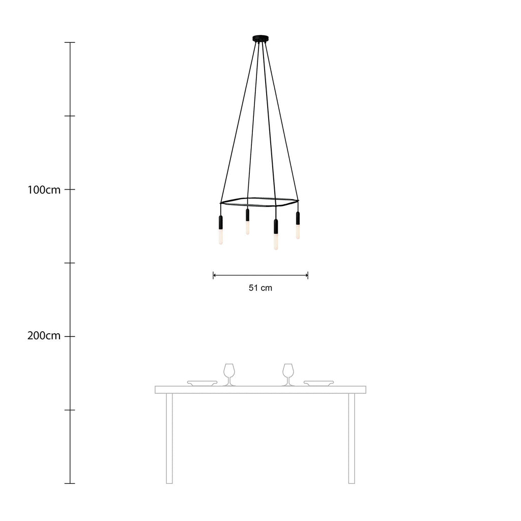Kronleuchter Cage mit 4 Abhängungen P-Light - Schwarz – Ansicht 6