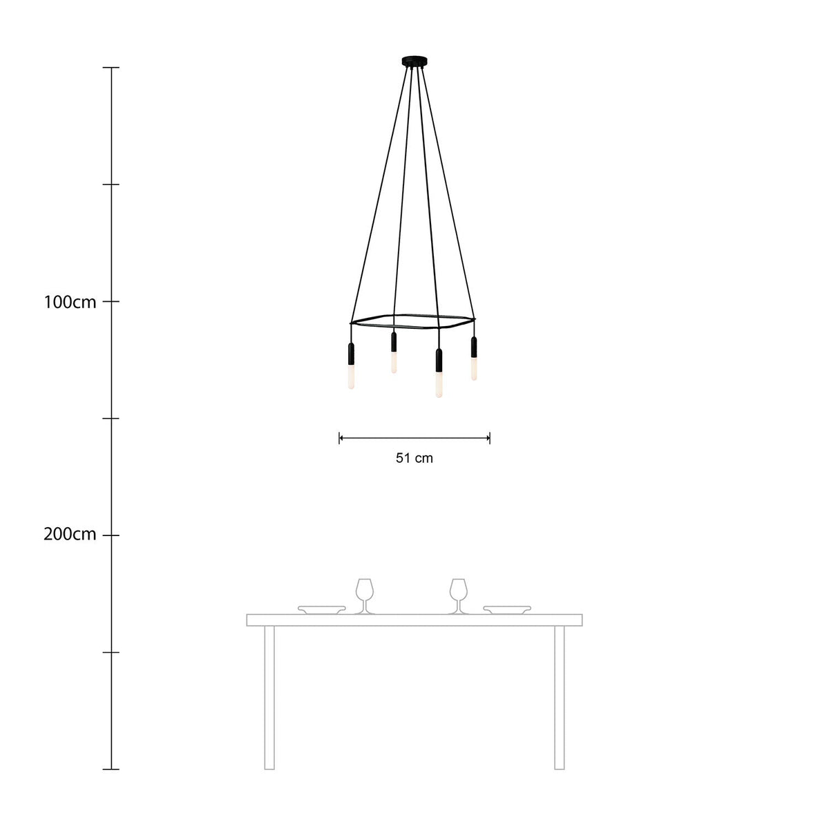 Kronleuchter Cage mit 4 Abhängungen P-Light - Schwarz – Ansicht 6