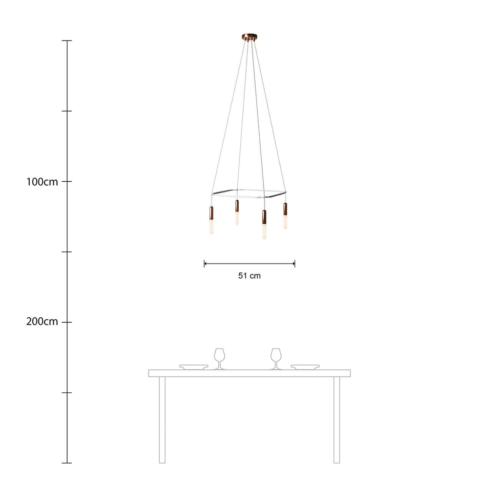 Kronleuchter Cage mit 4 Abhängungen P-Light - Kupfer – Ansicht 6