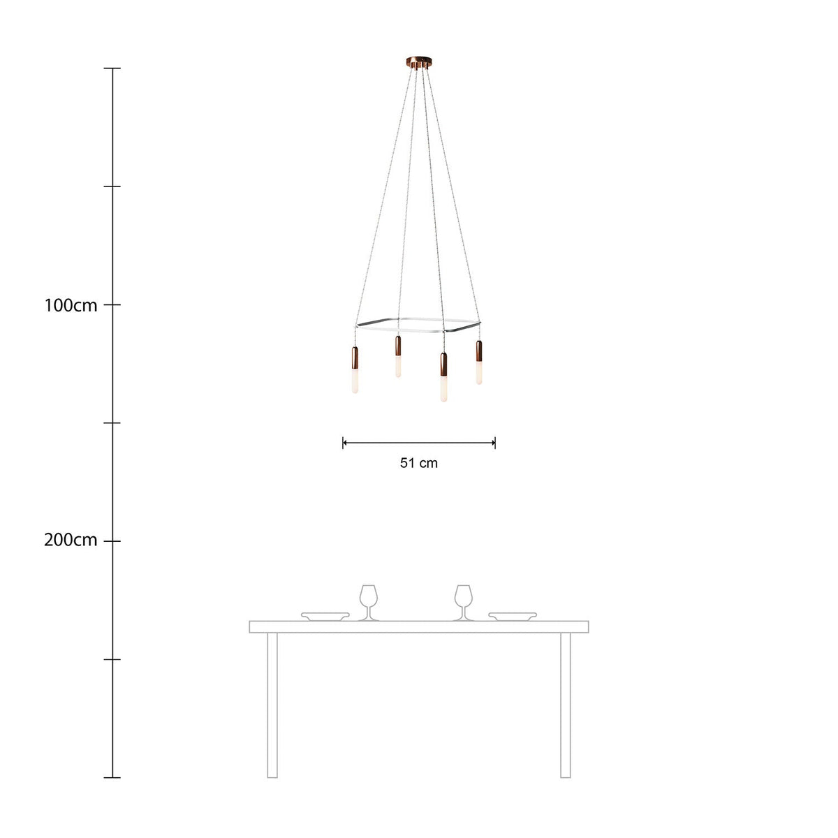 Kronleuchter Cage mit 4 Abhängungen P-Light - Kupfer – Ansicht 6