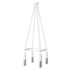Kronleuchter Cage mit 4 Tub-E14-Doppelauslässen – Mattweiß