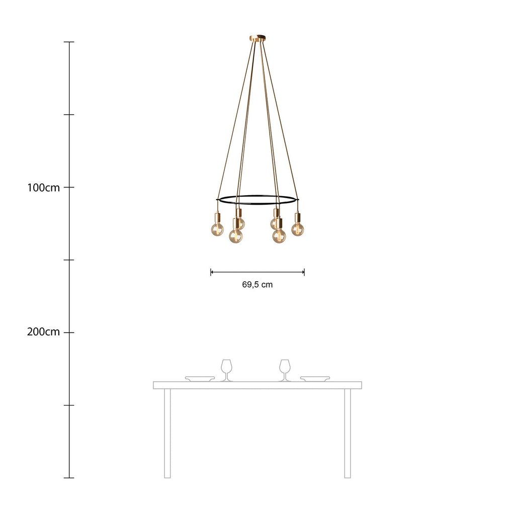 Pendelleuchte Cage mit 6 Globo-Abhängungen – Satinbronze – Ansicht 6