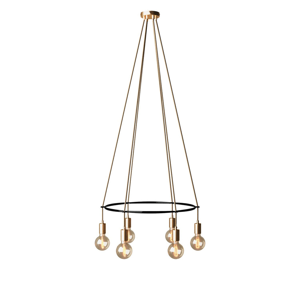 Pendelleuchte Cage mit 6 Globo-Abhängungen – Satinbronze