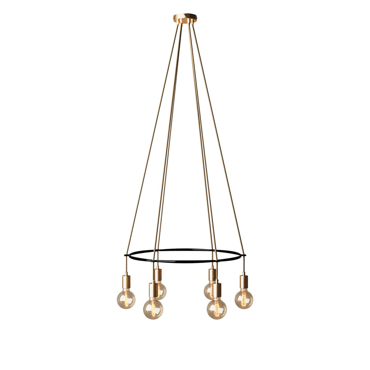 Pendelleuchte Cage mit 6 Globo-Abhängungen – Satinbronze