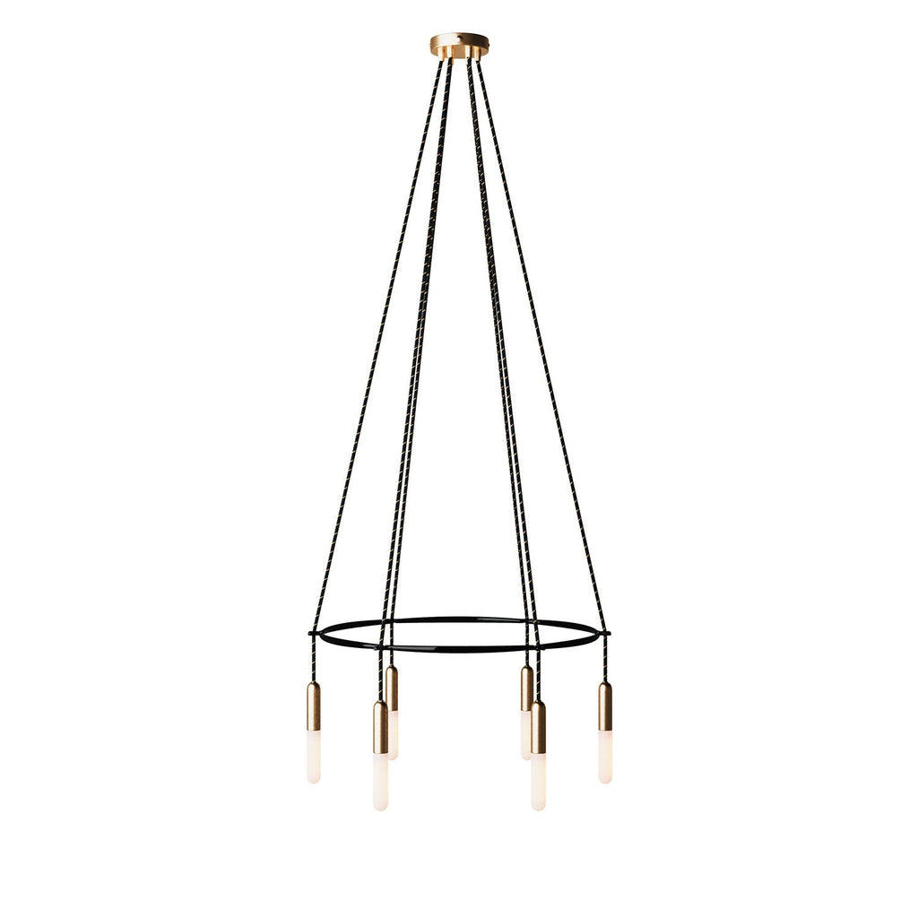 Kronleuchter Cage mit 6 Abhängungen P-Light – Satinbronze