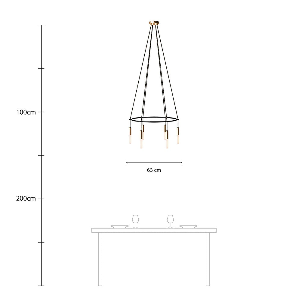 Kronleuchter Cage mit 6 Abhängungen P-Light – Satinbronze – Ansicht 6