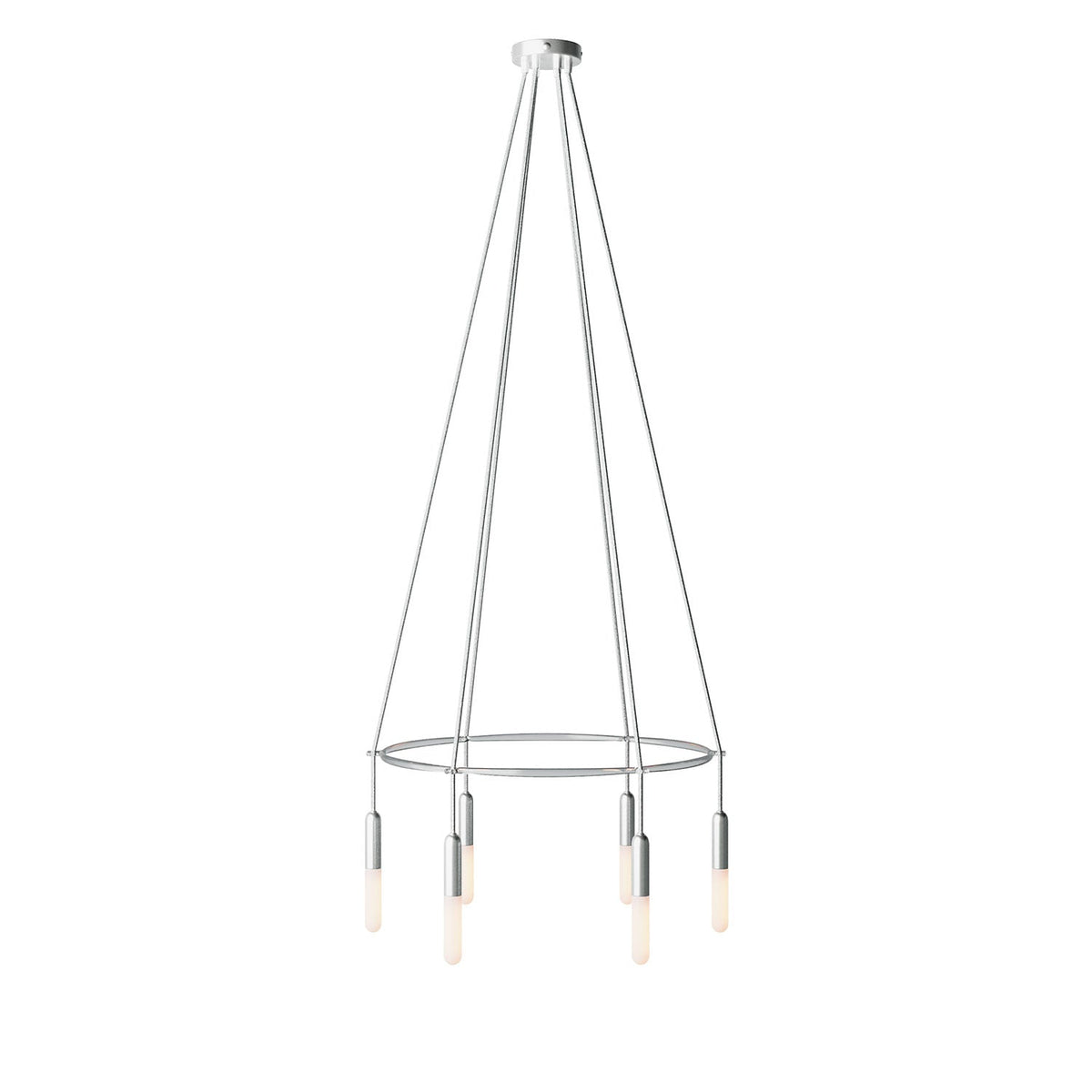 Kronleuchter Cage mit 6 Abhängungen P-Light – Satiniertes Titan