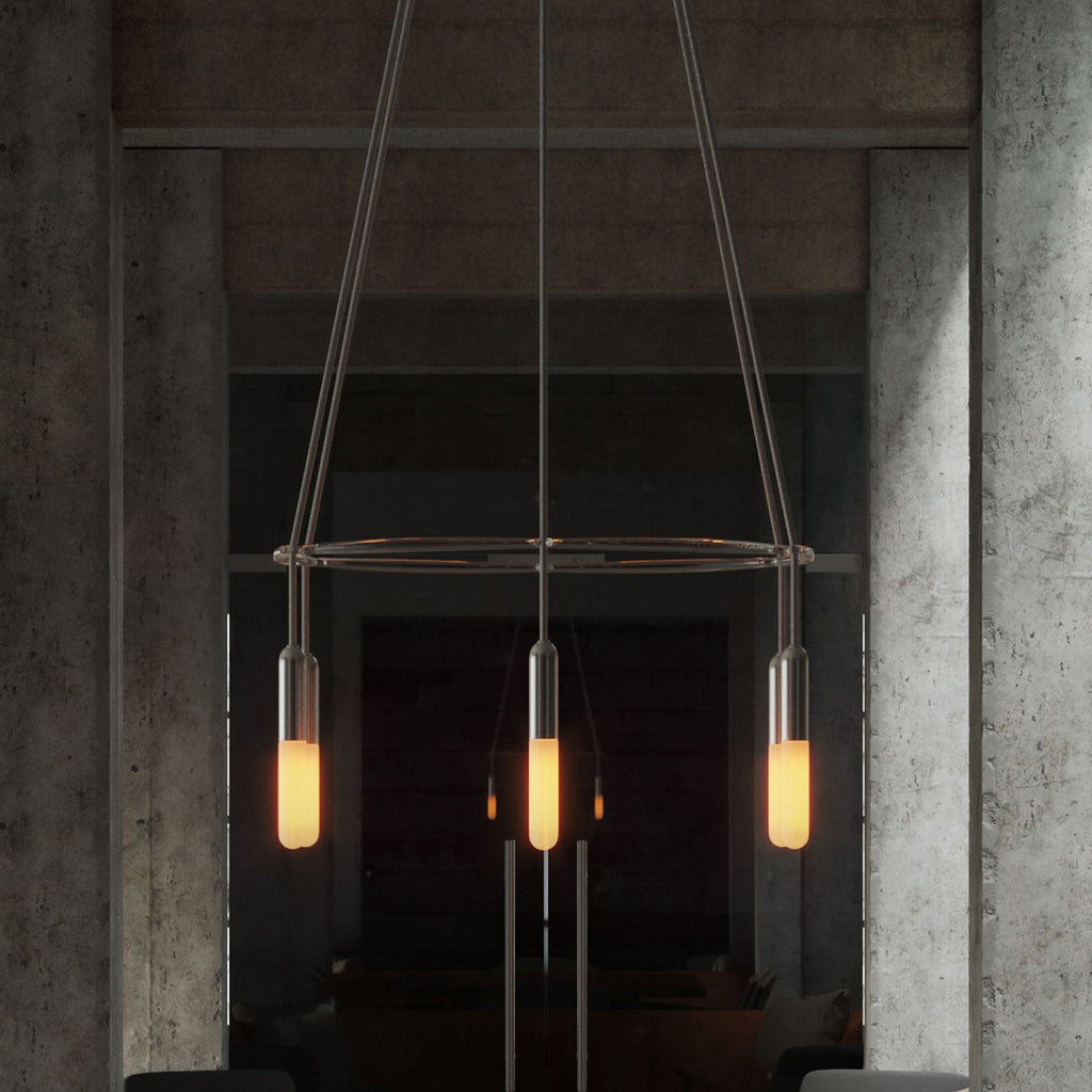 Kronleuchter Cage mit 6 Abhängungen P-Light – Satiniertes Titan – Ansicht 3