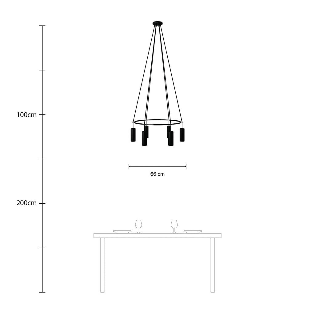 Kronleuchter Cage mit 6 Abhängungen Tub-E14 – Schwarz – Ansicht 6
