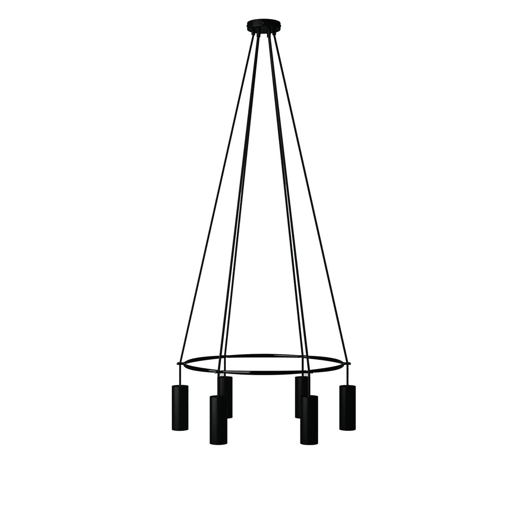 Kronleuchter Cage mit 6 Abhängungen Tub-E14 – Schwarz
