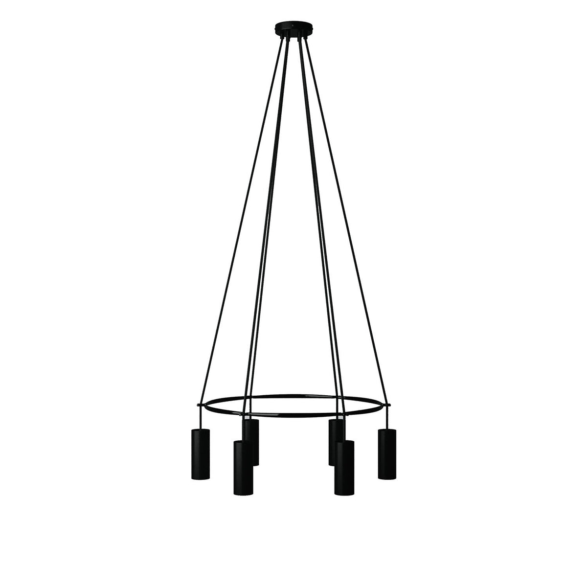 Kronleuchter Cage mit 6 Abhängungen Tub-E14 – Schwarz