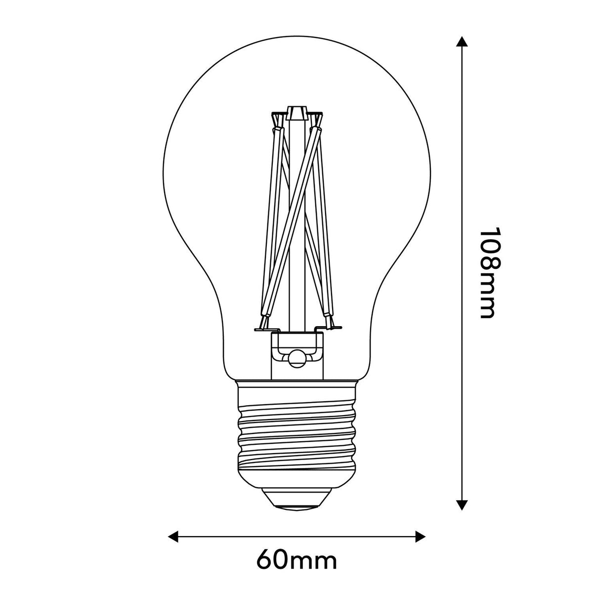 Glühbirne LED mit gekreuztem Filament Tropfen A60 7W 720 lm E27 2200K dimmbar – Ansicht 3