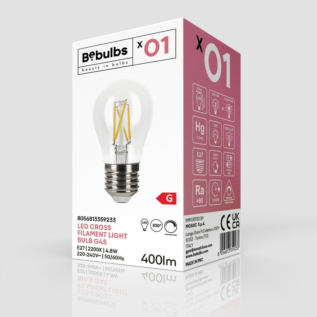 Glühbirne LED mit gekreuztem Filament Mini-Globe G45 4,8W 400 lm E27 2200K dimmbar – Ansicht 4