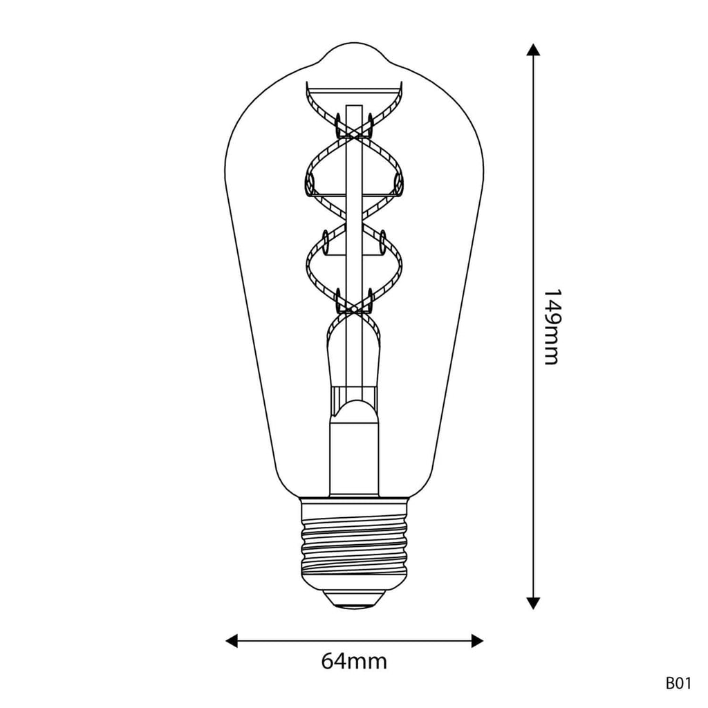 Goldene LED-Lampe Linea 5V Spiralfaden Edison ST64 1,3W 80Lm E27 2500K Dimmbar – Ansicht 3