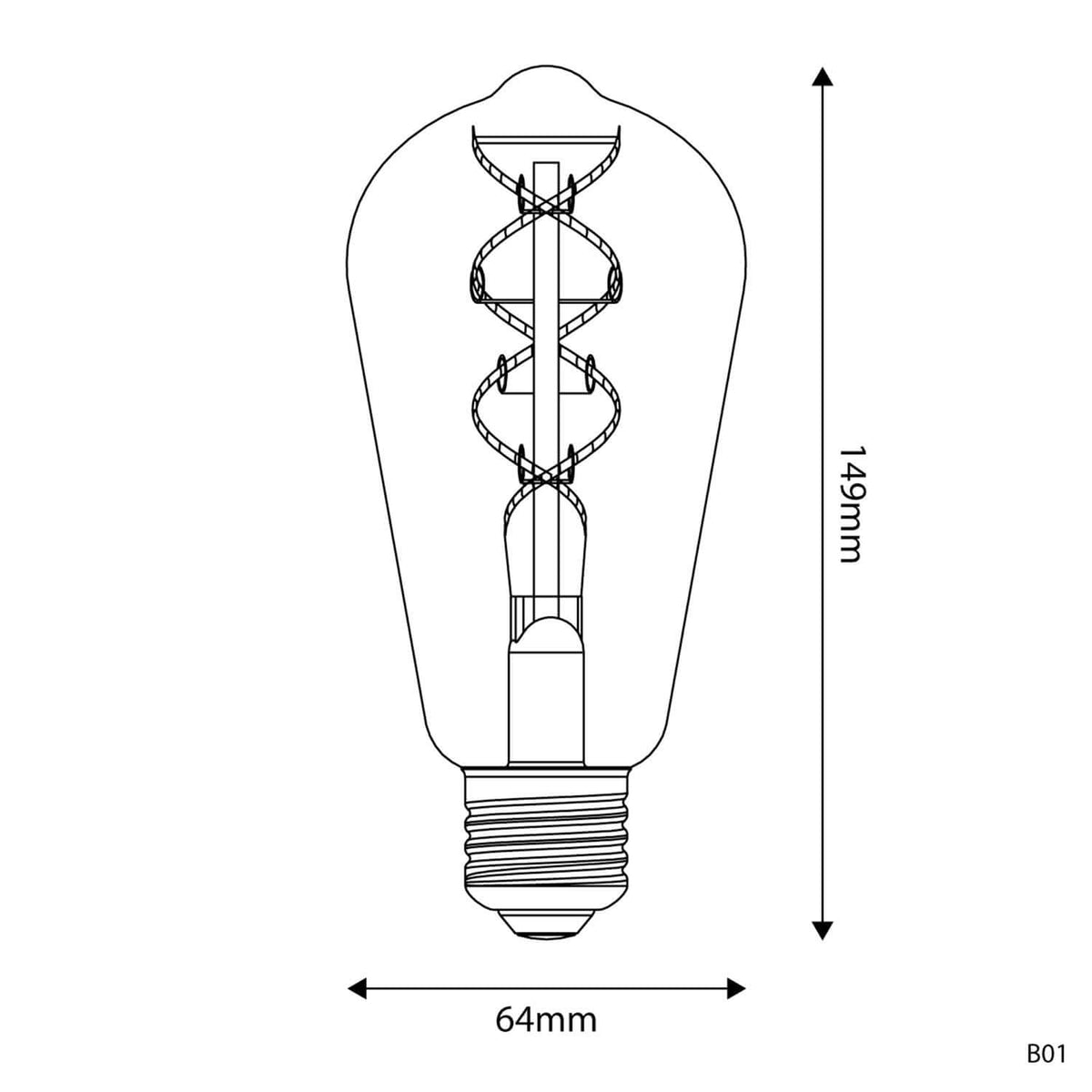 Goldene LED-Lampe Linea 5V Spiralfaden Edison ST64 1,3W 80Lm E27 2500K Dimmbar – Ansicht 3