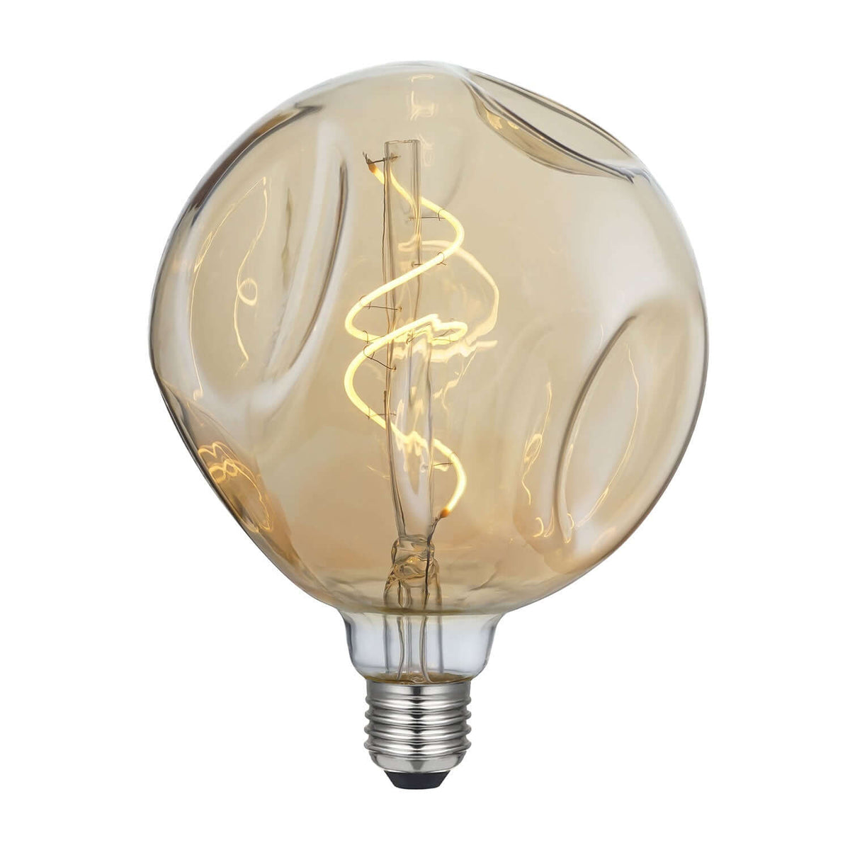 LED-Glühbirne Gold Bumped Globe G140 Spiralfaden 5W 250 Lm E27 1800K dimmbar – Ansicht 2