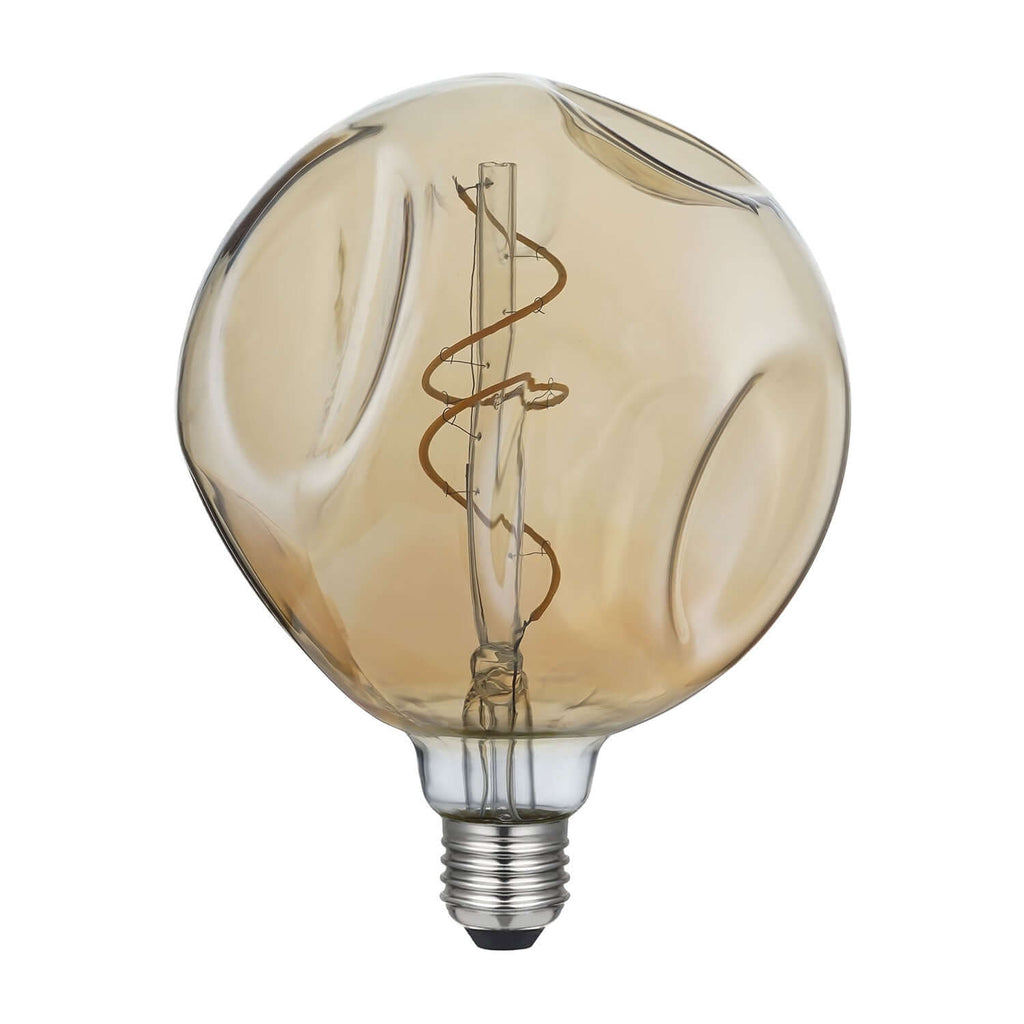 LED-Glühbirne Gold Bumped Globe G140 Spiralfaden 5W 250 Lm E27 1800K dimmbar