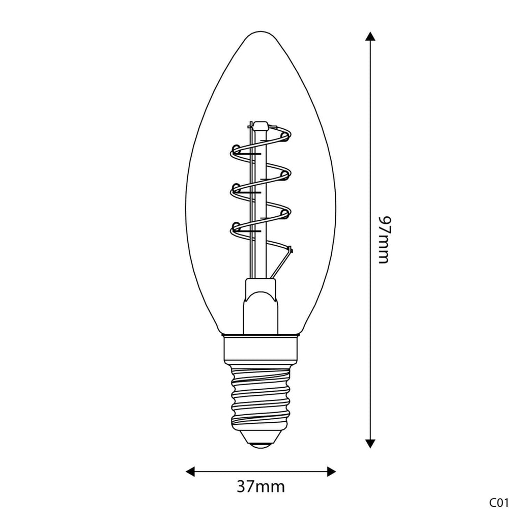 LED-Lampe Gold Carbon Line Spiralfaden Kerze C35 2,5W 136Lm E14 1800K dimmbar – Ansicht 3
