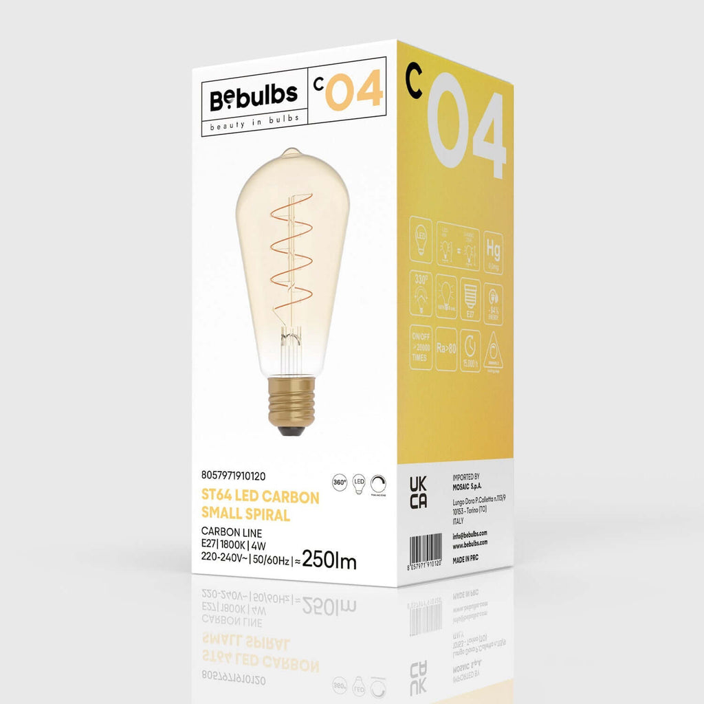LED-Lampe Gold Carbon Line Spiralfaden Edison ST64 4W 250Lm E27 1800K Dimmbarkeit – Ansicht 4