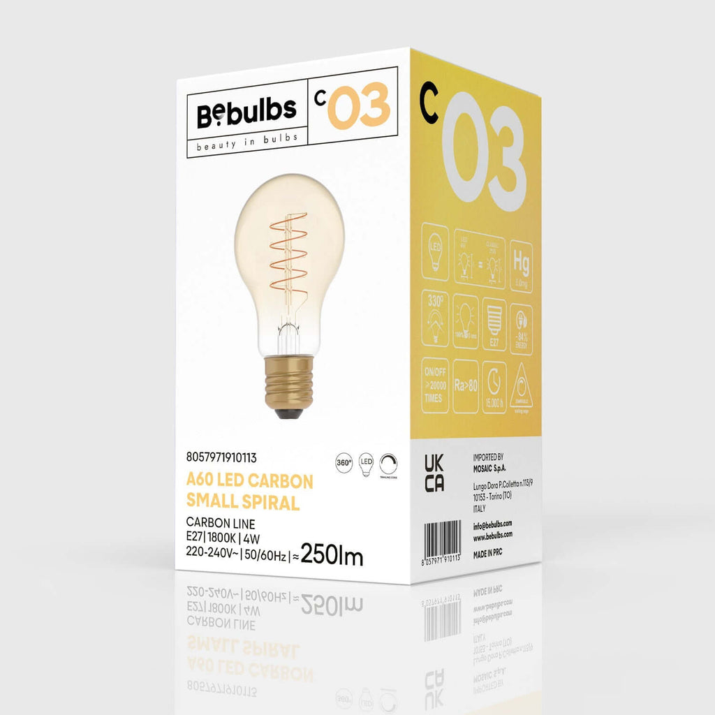 LED-Lampe Gold Carbon Line Spiralfaden Birnenform A60 4W 250Lm E27 1800K dimmbar – Ansicht 4