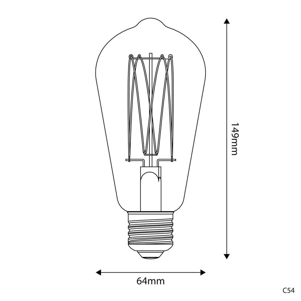 LED-Lampe Gold Carbon Line mit vertikalem Glühfaden Edison ST64 7W 640Lm E27 2700K dimmbar – Ansicht 3