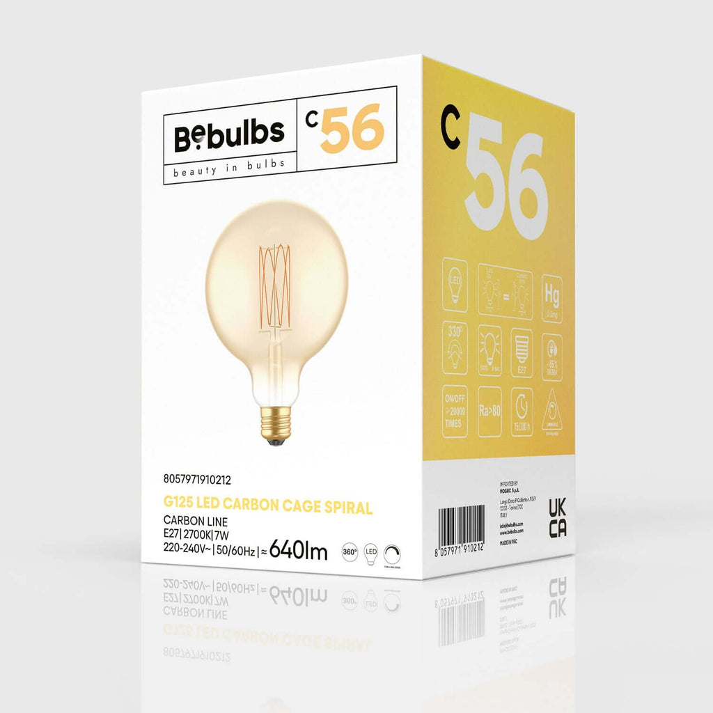 LED-Lampe Gold Carbon Line Vertikalfaden Globo G125 7W 640Lm E27 2700K Dimmbar – Ansicht 4