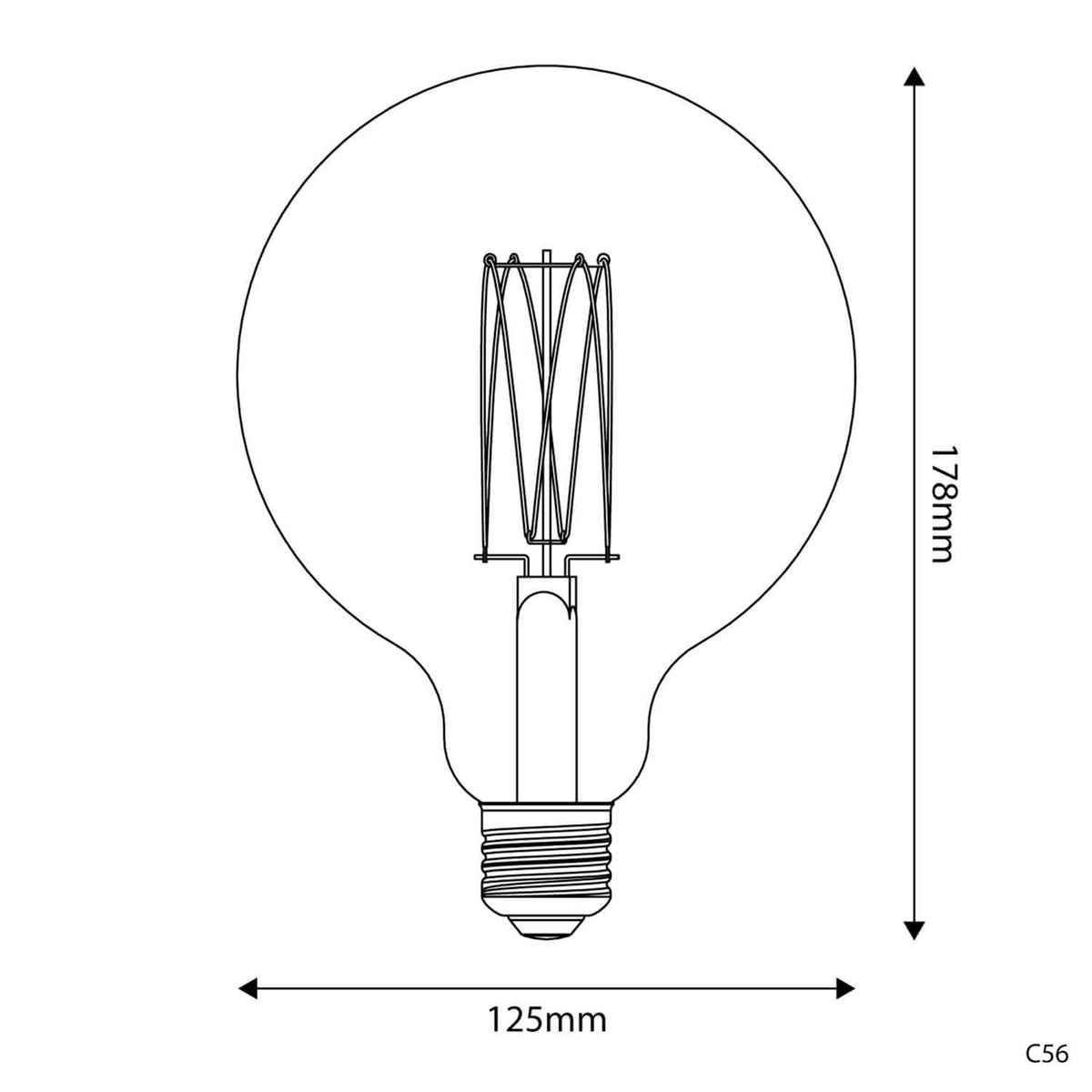LED-Lampe Gold Carbon Line Vertikalfaden Globo G125 7W 640Lm E27 2700K Dimmbar – Ansicht 3