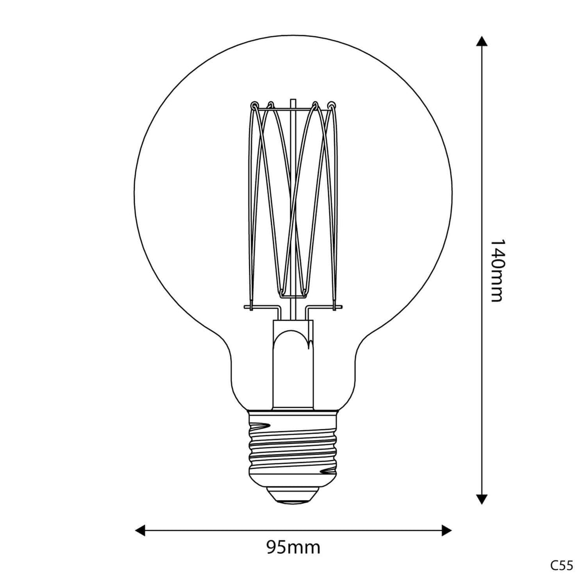 LED-Glühbirne Gold Carbon Line mit vertikalem Faden Globus G95 7W 640Lm E27 2700K dimmbar – Ansicht 3