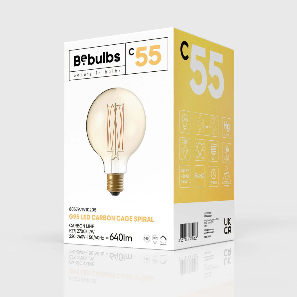 LED-Glühbirne Gold Carbon Line mit vertikalem Faden Globus G95 7W 640Lm E27 2700K dimmbar – Ansicht 4