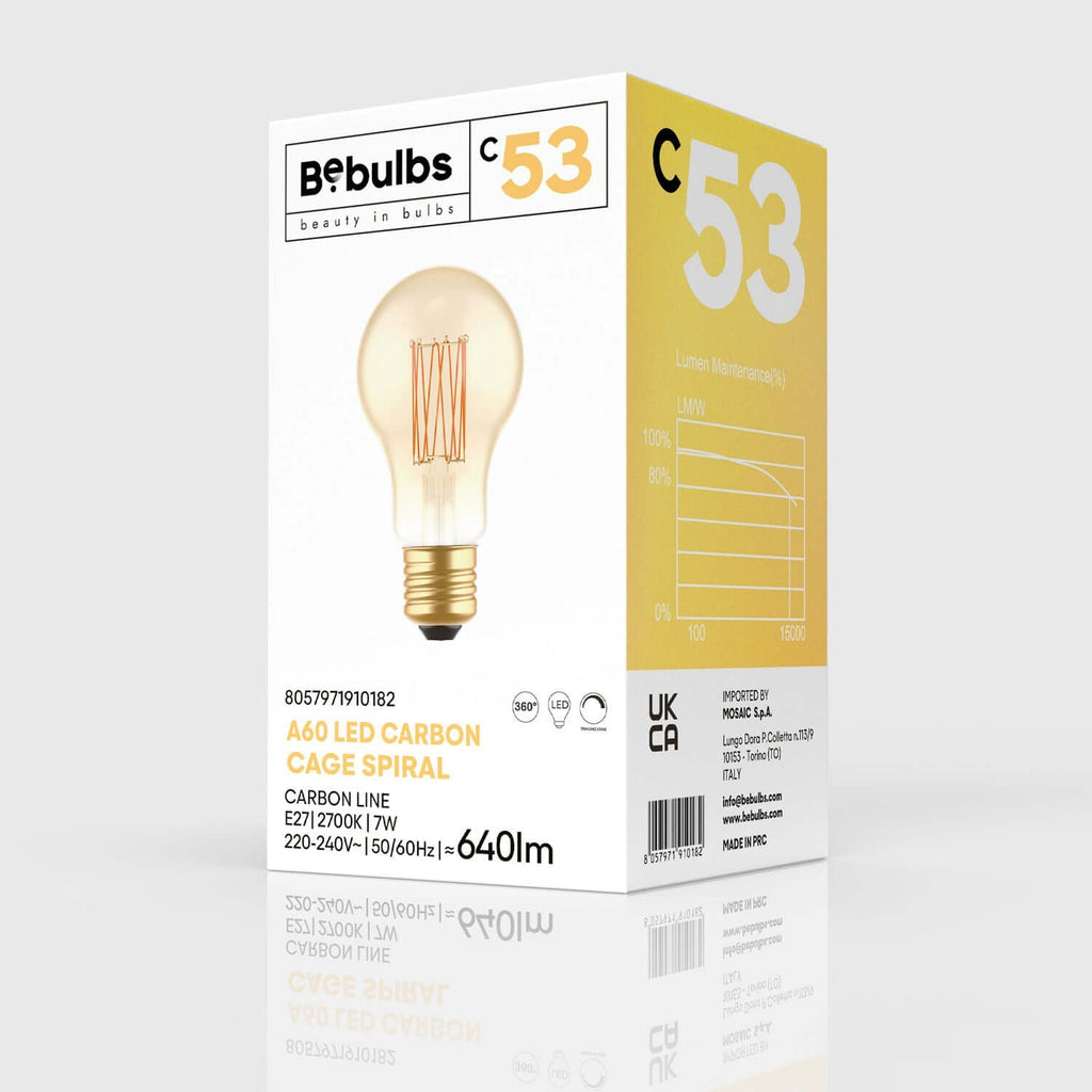 LED-Lampe Gold Carbon Line vertikales Filament Tropfen A60 7W 640Lm E27 2700K Dimmbar – Ansicht 4