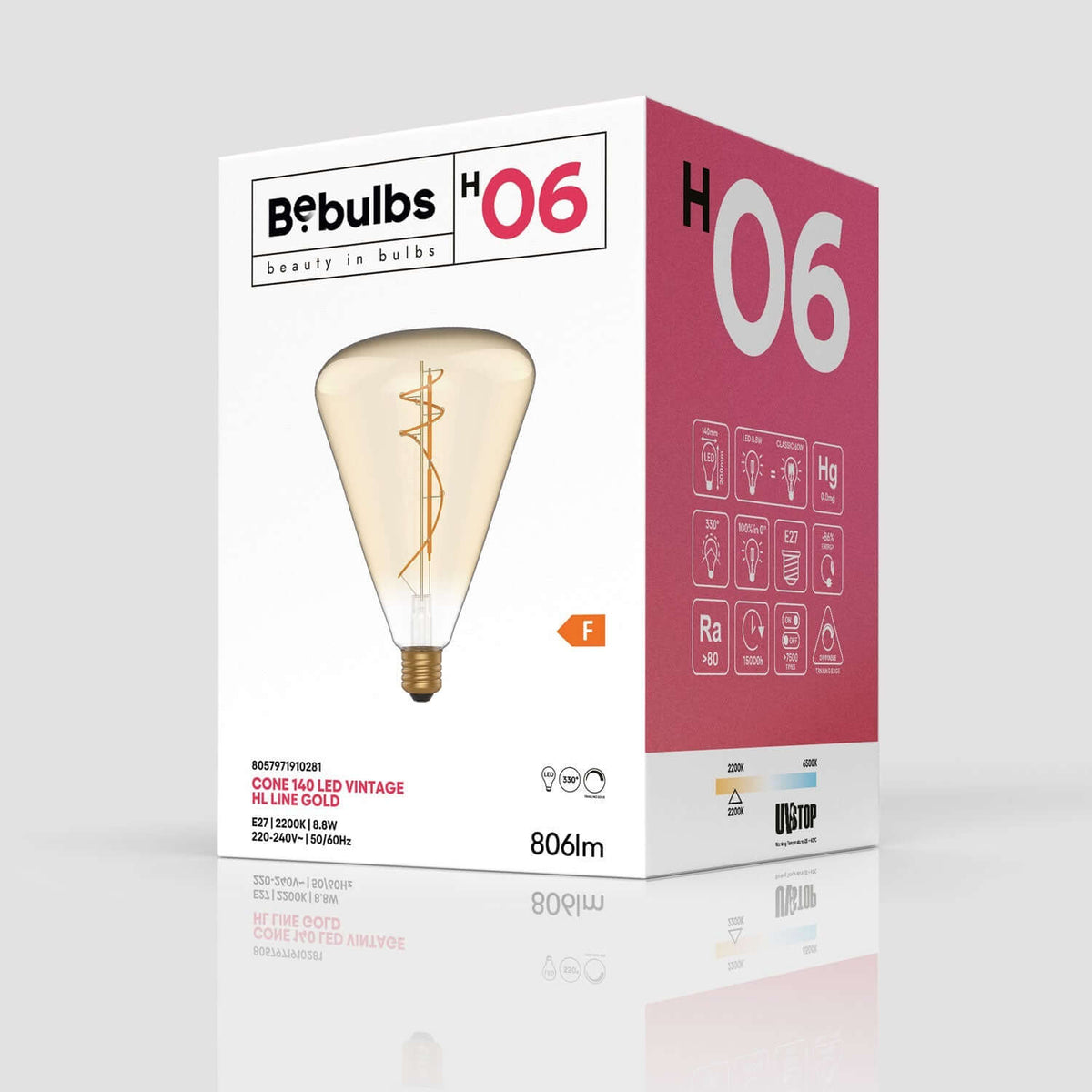 LED-Lampe Gold Cone 140 8,8W 806Lm E27 2200K dimmbar – Ansicht 4