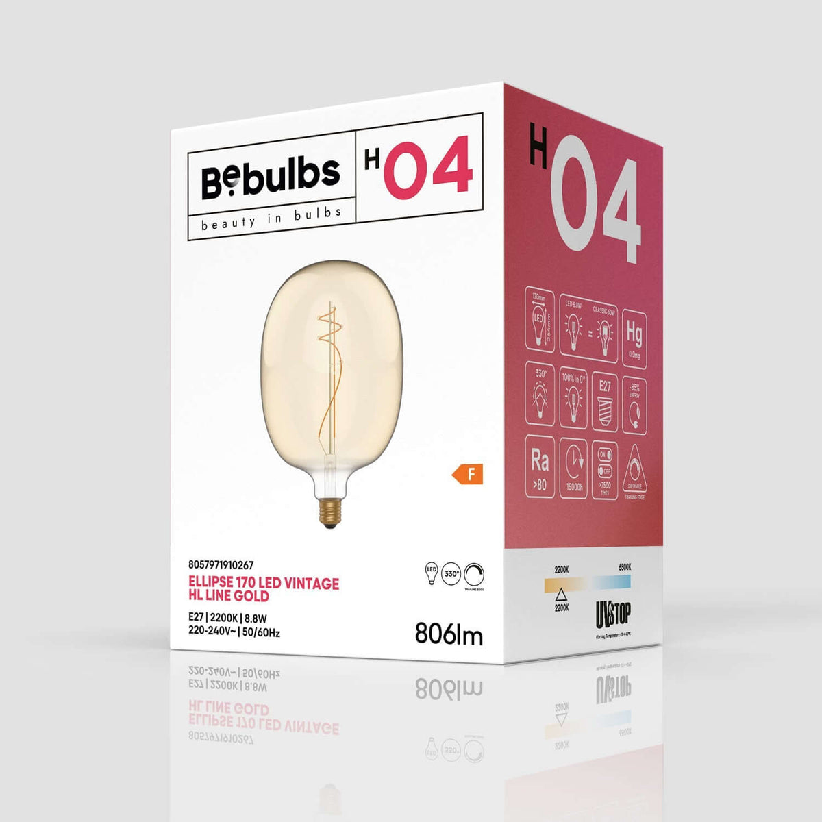 LED-Glühbirne Gold Oval 170 8,8W 806lm E27 2200K Dimmbar – Ansicht 4