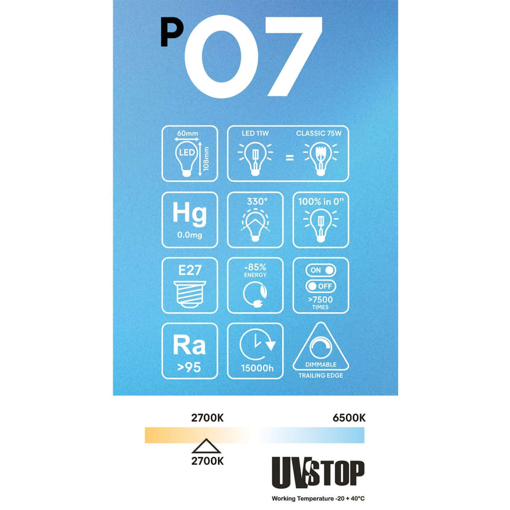 LED-Leuchtmittel Porzellan-Effekt CRI 95 A60 11W 1055Lm E27 2700K Dimmbar – Ansicht 5