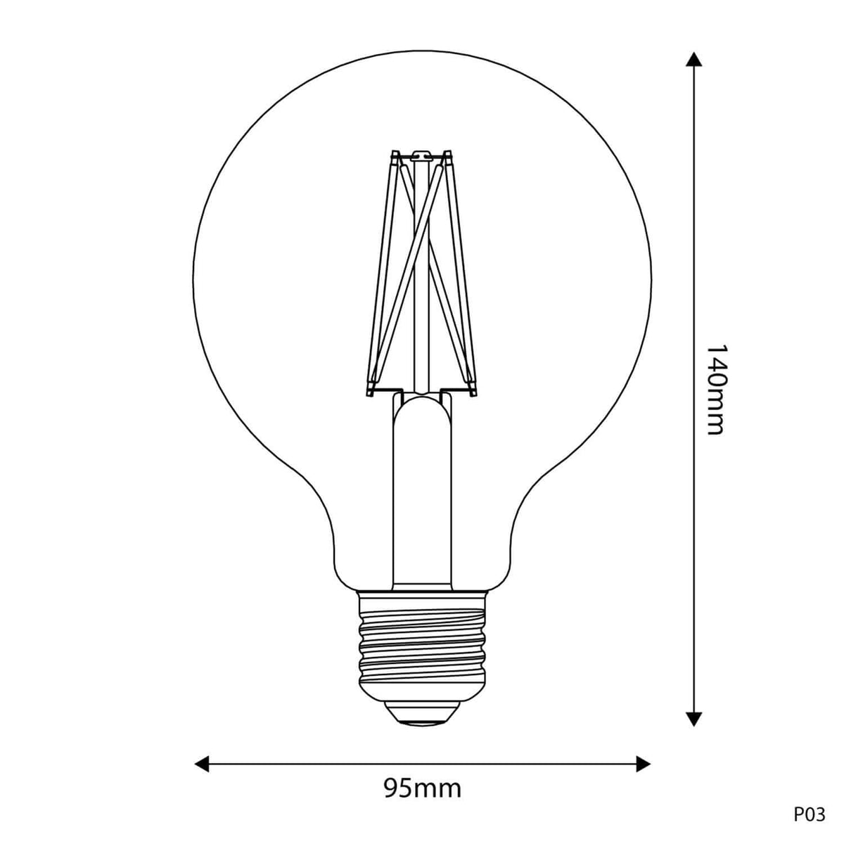 LED-Lampe Porzellan-Effekt CRI 95 G95 7W 640Lm E27 2700K Dimmerbar – Ansicht 3