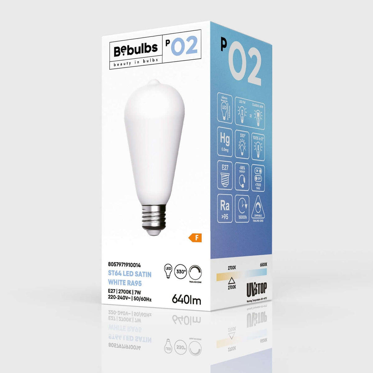 LED-Glühbirne Porzellan-Effekt CRI 95 ST64 7 W 640 lm E27 2700K dimmbar – Ansicht 4