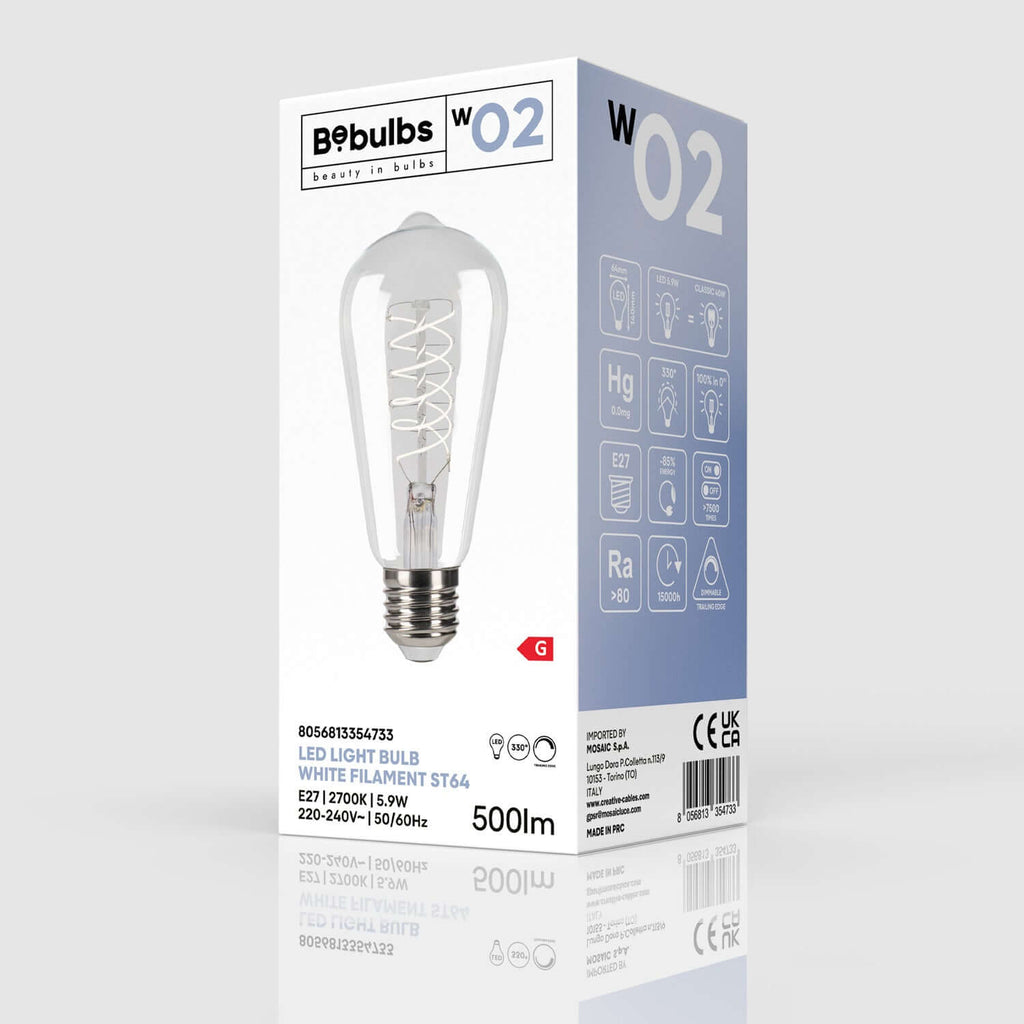 LED-Filamentlampe Weiß Edison ST64 5,9W 500Lm E27 2700K Dimmbarkeit – Ansicht 4