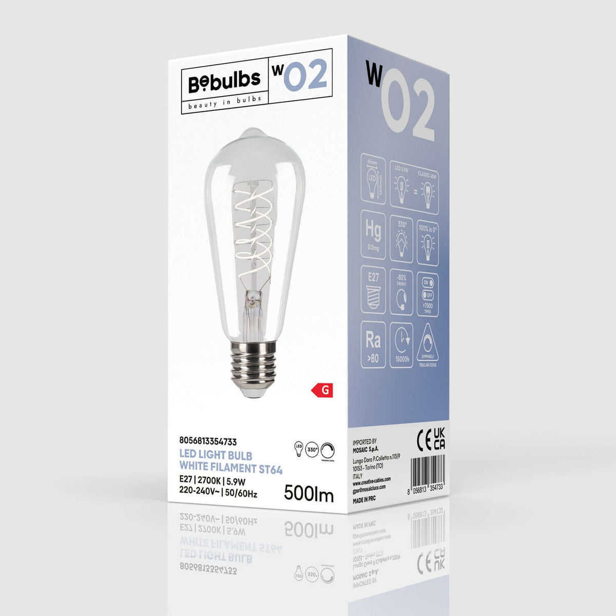 LED-Filamentlampe Weiß Edison ST64 5,9W 500Lm E27 2700K Dimmbarkeit – Ansicht 4