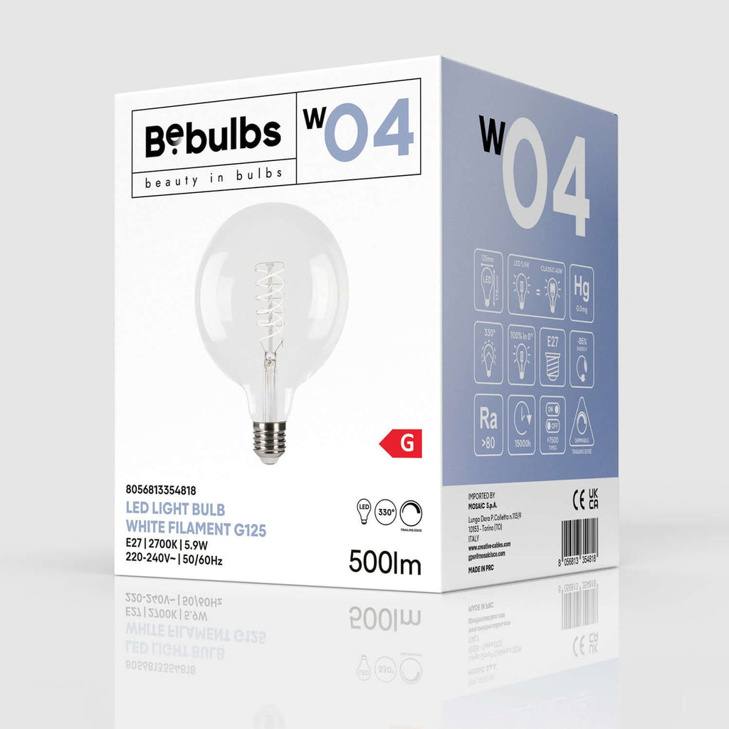 LED-Globe G125 weiß, 5,9W 500Lm E27 2700K dimmbar – Ansicht 4