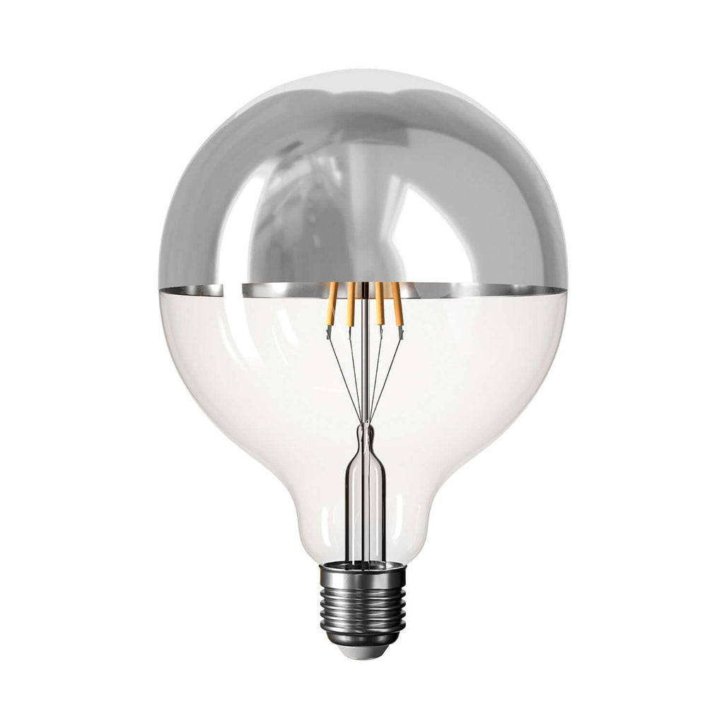 LED-Glühbirne Halbkugel Silber Linea 5V kurzer Filament Globo G125 1,3 W 110 Lm E27 2500 K dimmbar