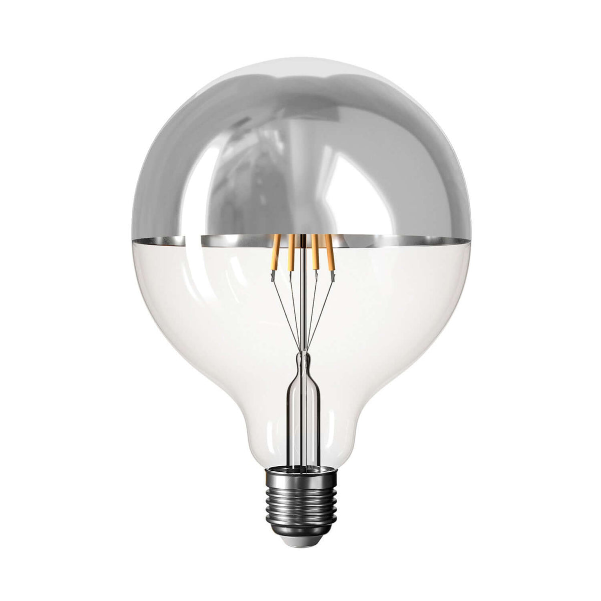 LED-Glühbirne Halbkugel Silber Linea 5V kurzer Filament Globo G125 1,3 W 110 Lm E27 2500 K dimmbar