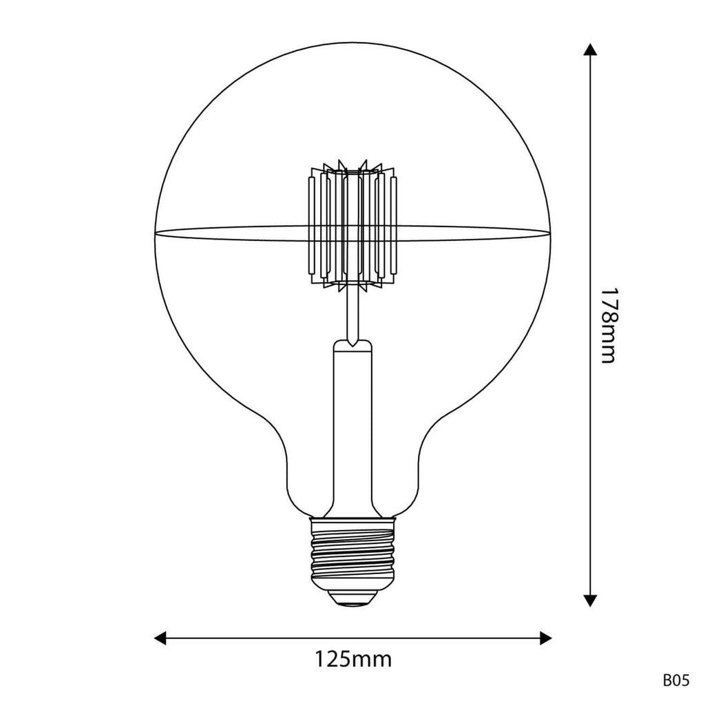 LED-Glühbirne Halbkugel Silber Linea 5V kurzer Filament Globo G125 1,3 W 110 Lm E27 2500 K dimmbar – Ansicht 3