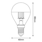 Glühbirne LED Halbkugel Silber Mini-Globe G45 4,8W 380Lm E14 2700K Dimmbar – Ansicht 3