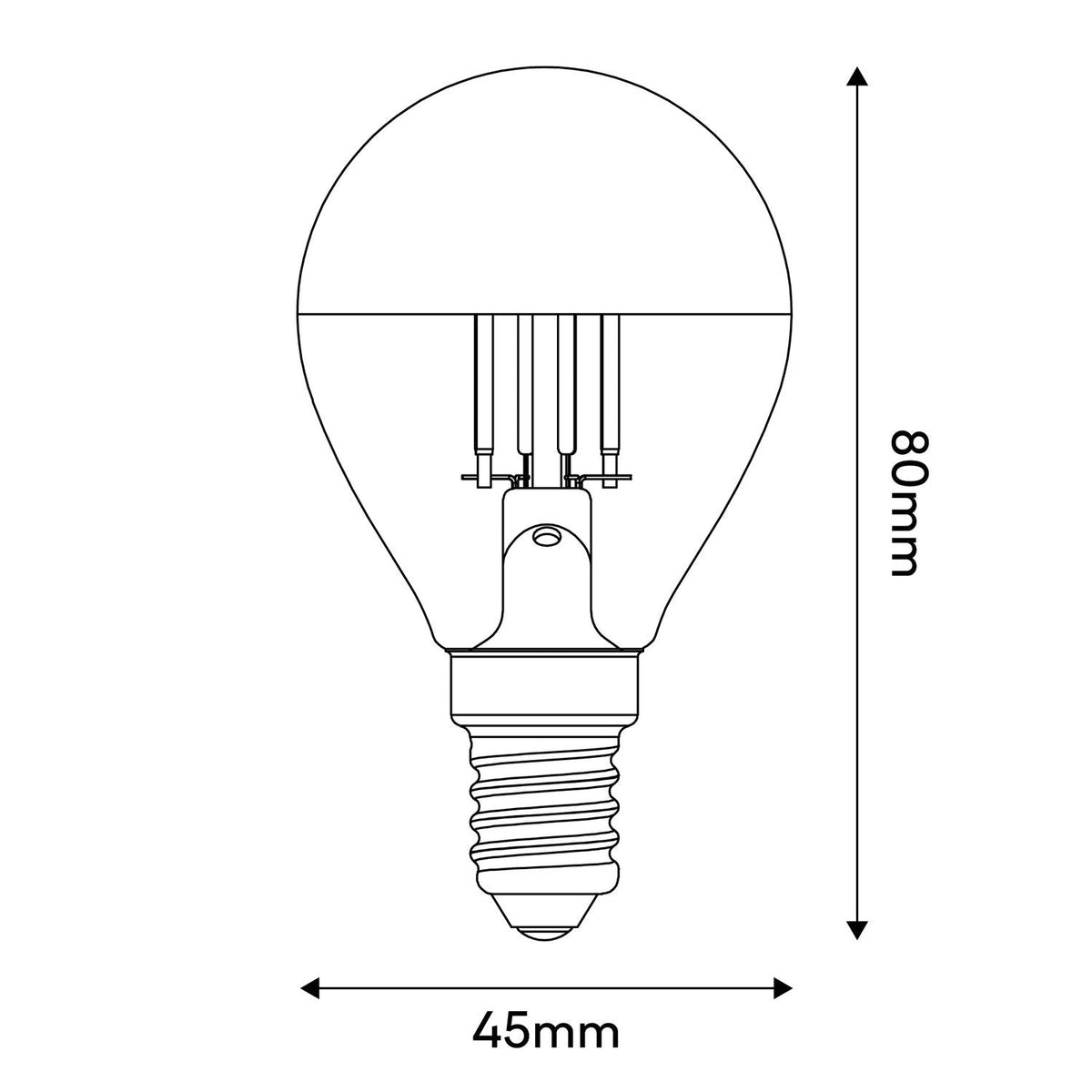 Glühbirne LED Halbkugel Silber Mini-Globe G45 4,8W 380Lm E14 2700K Dimmbar – Ansicht 3