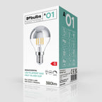Glühbirne LED Halbkugel Silber Mini-Globe G45 4,8W 380Lm E14 2700K Dimmbar – Ansicht 4