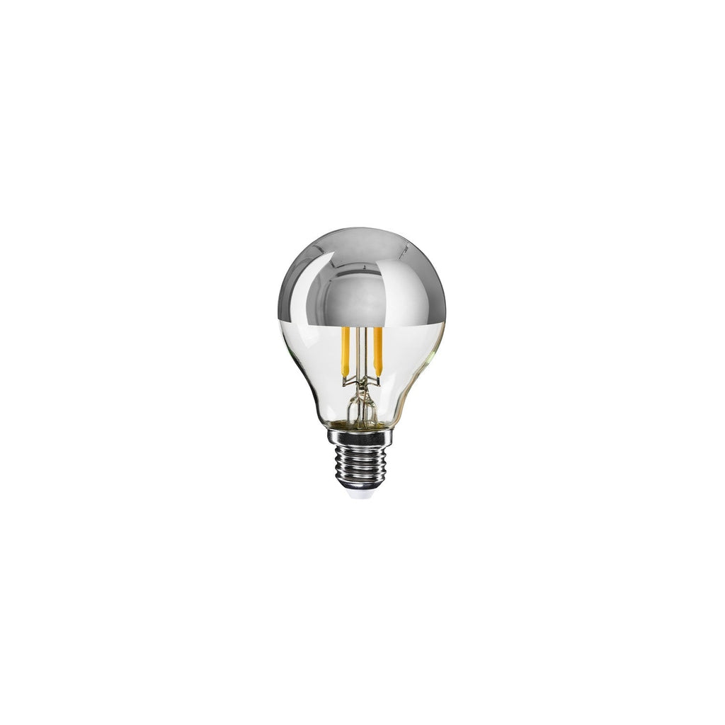 Glühbirne LED Halbkugel Silber Mini-Globe G45 4,8W 380Lm E14 2700K Dimmbar