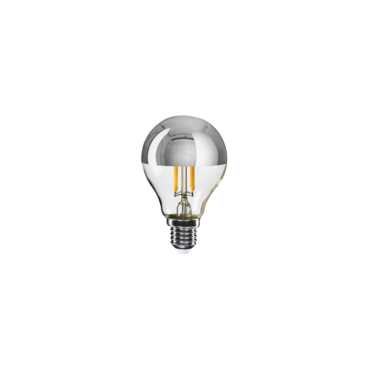 Glühbirne LED Halbkugel Silber Mini-Globe G45 4,8W 380Lm E14 2700K Dimmbar