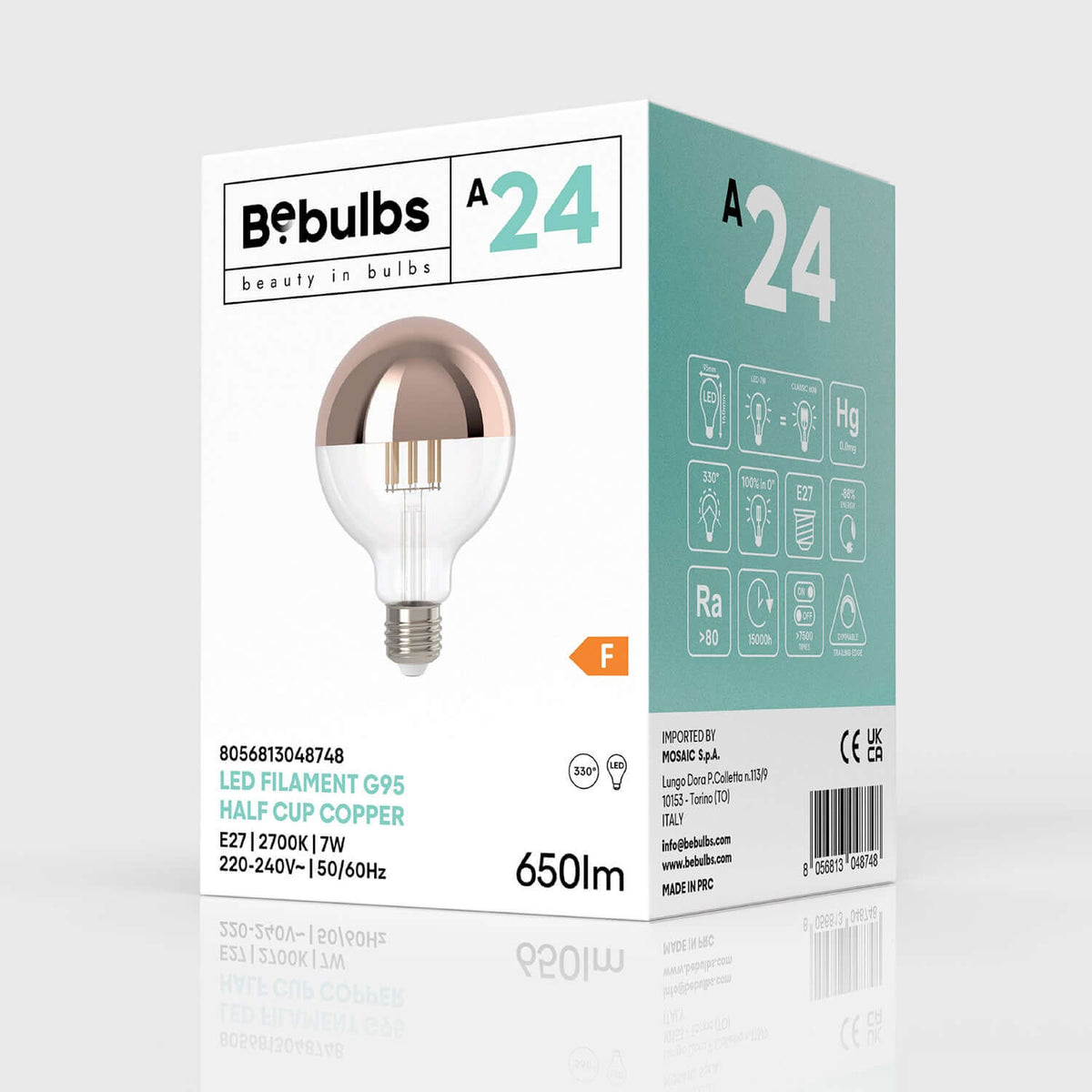 LED-Lampe Halbkugel Kupfer Globe G95 7W 650Lm E27 2700K Dimmbare – Ansicht 4